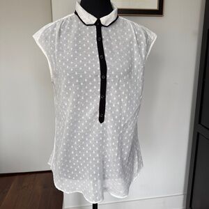 Anthropologie White and Black Polka Dot Blouse